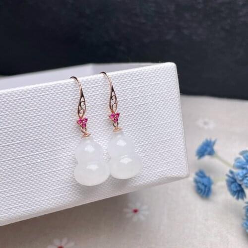 SHILOVEM 18k yellow gold real Natural Jasper drop earrings classic fine Jewelry women wedding new 10*14mm gift myme1014552hby