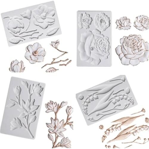 Camellia Peony Rose Magnolia Cherry Blossom Silicone Mold Fondant Cake Decorating Tool Sugarcraft Chocolate Baking Tool For Cake