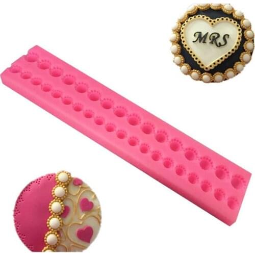 Pearl Diamond Border Silicone Mold Sugarcraft Lace Fondant Cutter Soap Cake Decorating Tools Silicone Cupcake Baking Tools