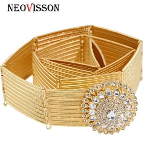 NEOVISSON Gold Color Red Green Crystal Caftan Belt For Women Wedding Dress Algeria Jewelry Wholesale