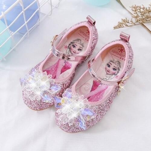 2021 Disney Frozen Elsa Girls Shoes Princess Dance Shoes for Baby Girls Fashion Non-Slip Crystal Shoes Sandals for Girl