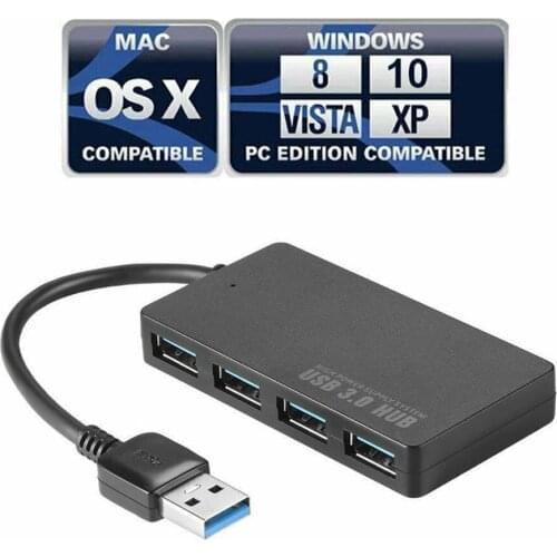 Portable High Speed 4-Port USB 3.0 Hub Multi-Device Splitter Adapter for Laptop