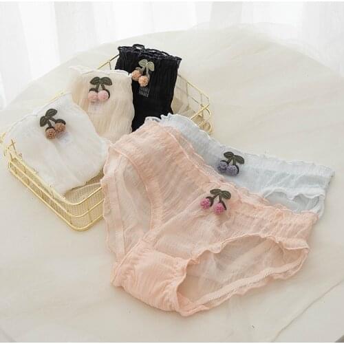 Womens Lace Panties Sexy Underwear Cute Girl Lingerie Briefs Transparent Summer Femme Pantys Solid Color Underpants NK4