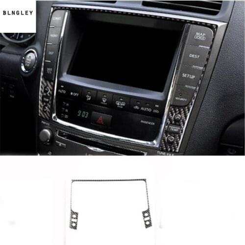 1pc Epoxy glue real carbon fiber grain Central control navigation panel decoration cover for 2006-2012 Lexus IS 300 250 CFSPORT
