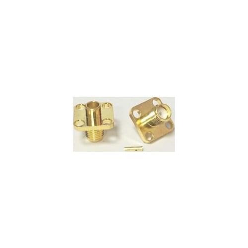 1pc SMA Female Jack RF Coax Modem Convertor Connector 4-hole panel mount solder post Straight RG402,141" Goldplated NEW