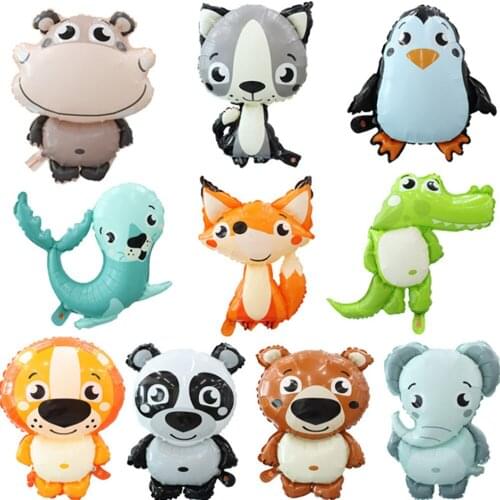 1pcs Jungle Penguin Fox Lion Hedgehog Balloons New Cartoon Animal foil Balloon Happy Birthday Safari Party Decorations Kids Toys