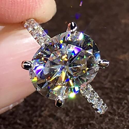 10K AU417 White Gold Women Wedding Anniversary Engagement Party Ring 1 2 3 4 5 Carat Oval Moissanite Diamond Ring Classic Trendy