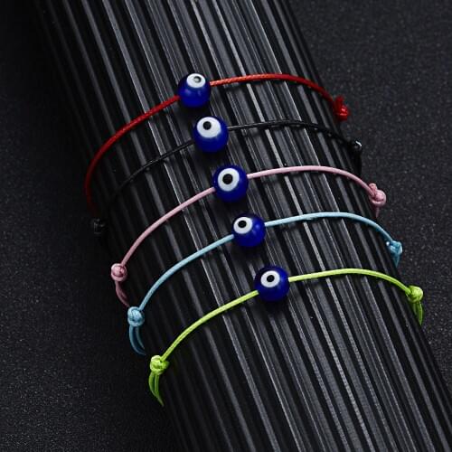 2020 Lucky Eye Blue Evil Eye Charms Bracelet Red String Thread Rope Couple Bracelet Wish Card Jewelry For Women Men Adjustable