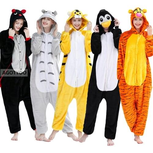 2020 Winter Women Men Unisex Adult Cute Cartoon Onesie Animal Pajamas Unicornio Unicorn Stitch Panda Flannel Nightie Sleepwear