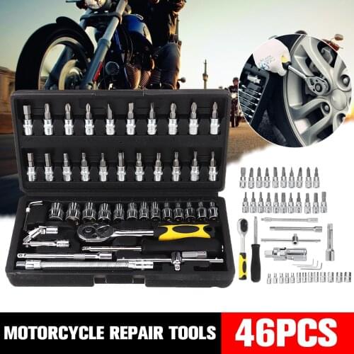 46pcs/set Professional Wrench Socket Set Hardware Car Boat Motorcycle Repairing Tools Kit Multitool Hand Tools Car-Styling + Box