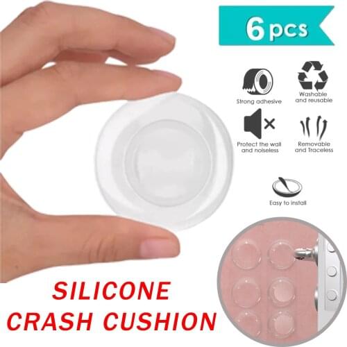6/50pcs Transparent Silicone Crash Cushion Wall Protector Safety Shock Absorber Door Handle Bumpers Mute Door Stoppers Crash Pad