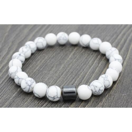 8mm vht3434 adjusted rope Yoga howlite labradorite map Stone white black volcanic lava stone bead Bracelet Magnetite Bangles