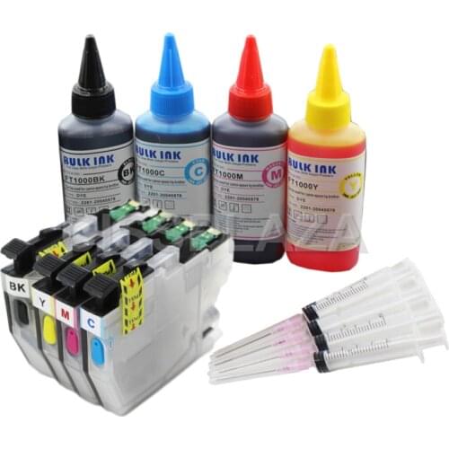 CISSPLAZA 1set refill Ink Cartridge LC3211 LC3213 + dye ink Compatible for Brother DCP-J772DW DCP-J774DW MFC-J890DW MFC-J895DW