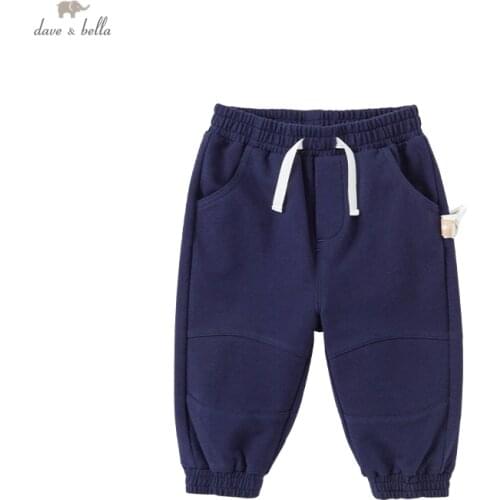 DBA18762-2 dave bella autumn baby boys fashion solid pockets pants children full length kids boy pants infant toddler trousers