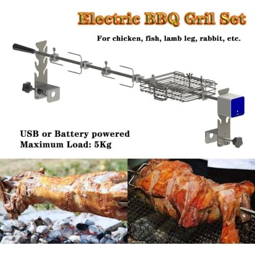 Electric Automatic Rotating Grill Multi-function Adjustable Portable Motor BBQ Grill Suitable for Sheep, Fish Etc