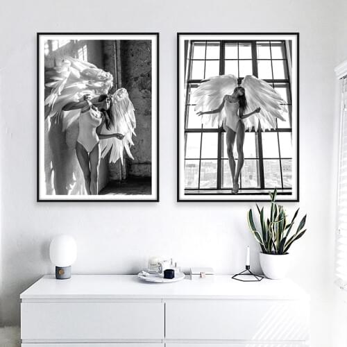Angel Wing Canvas Posters And Prints Wall Art Canvas Painting Black White Wall Pictures For Living Room Nordic Decoration Home