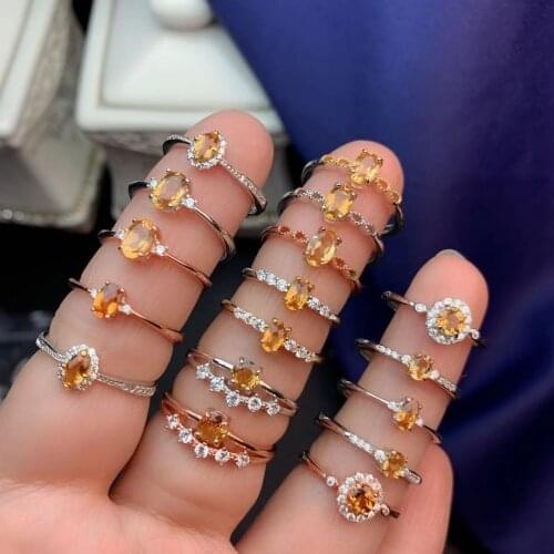 Natural Citrine Ring 925 Silver Inlaid Small Fresh Jewelry Accessories Womens Anillos Mujer Aro De Luz Gift For Girlfriend