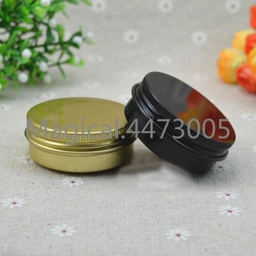 30g 30ML refillable box black/gold empty round aluminum metal tin cans bottle cosmetic cream box DIY jar Aluminum Lipstick Pot