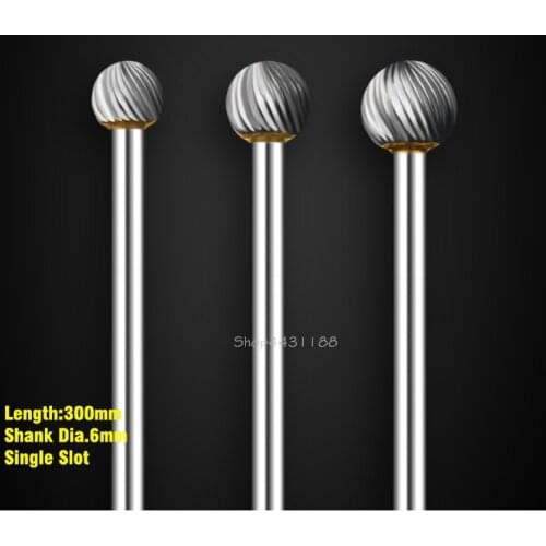 Lengthen300mm,Shank 6mm ,Single Slot Hard alloy D type Rotary Wood File Drill Bits Rotary Tool Set for Metal/Wood/Jade