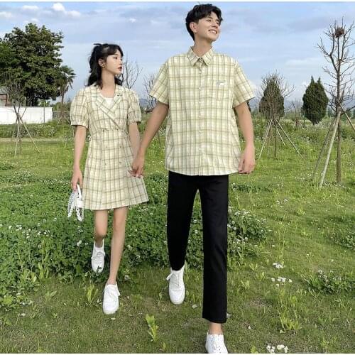 The couples wear 2021 new false two dresses a skirt and a dress couples clothes couples clothing