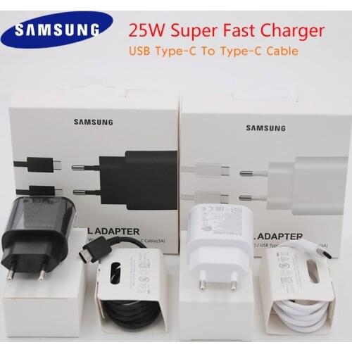Original Samsung Galaxy Note 10 25W Super Fast Charging Adapter PD Charger 100CM USB C To USB C Cable For S20 Ultra S20+ A71 A90
