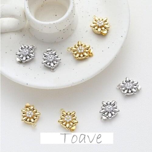 14K Plating Real Gold Color Preserving Flowers Inlaid Zircon OT Clasp DIY Necklace Bracelet Clasp Material Accessories