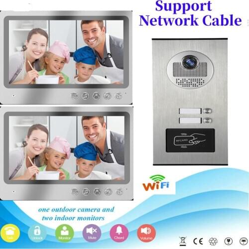 SmartYIBA Network Cable Wired Vider Intercom 9inch WIFI Video Door Phone Doorbell Intercom System No Need Power RFID Door Camera