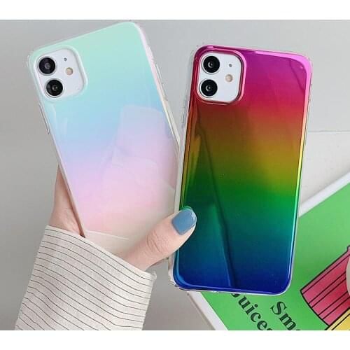 Luxury Gradient Rainbow Laser Card Phone Case for IPhone 12 11 Pro Max XR XS Max X 7 8 Plus SE 2020 Glitter Soft IMD Back Cover