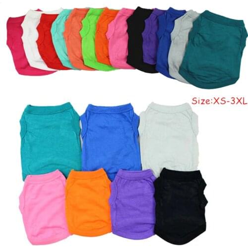 XS-3XL Summer Pure Cotton Dog Shirts Solid Color Blank Bottoming Puppy Shirt Soft Leisure Cat Vest Clothes for Small Large Dogs