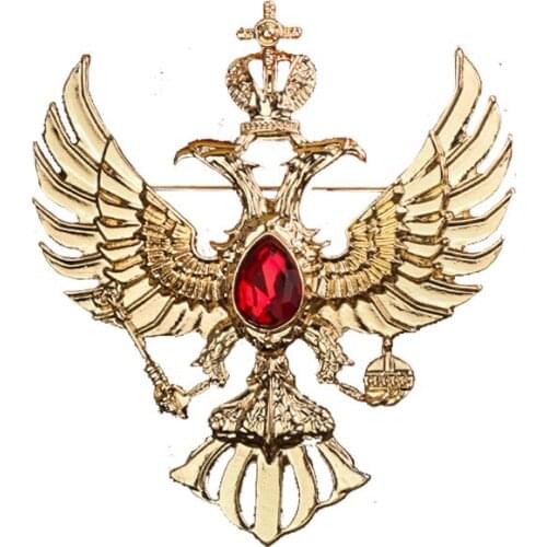 Blue Red Rhineston Brooches Bohemian Royal Logo Eagle Crown Alloy Pin Brooch Jewelry Fashion Jewelry Accessory Ornament Women