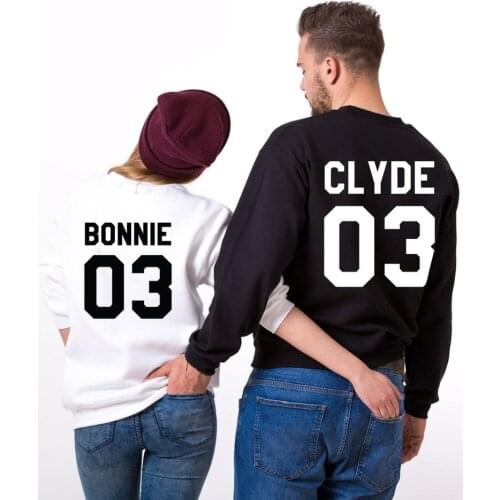 Skuggnas Bonnie Clyde 03 Couple Crewneck Sweatshirt Fashion Tumblr Couples Hoodie Long Sleeved Matching Sweatshirt drop ship