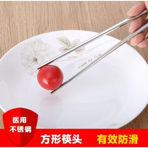 SOLEDI Durable 10 Pairs Silver Stainless Steel Square Chopsticks Tableware Move korean style baguette chinoise eetstokjes