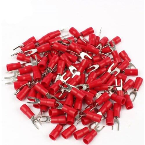SV1.25-3 Red Furcate Terminal Cable Wire Connector Insulated Wiring Terminals electrical Lug crimp terminal 50PCS SV1-3 SV
