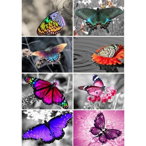 Yumeart Butterfly Diamond Painting by Number Full Drill Square Animals Cross Stitch Diamond Embroidery Bead Picture Wall Decor