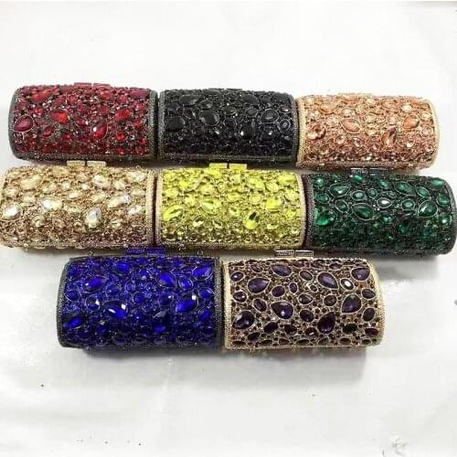 2021 New Arrival Yellow/Black/Green 8 Colors Women Crystal Clutch Bag Luxury Ladies Diamond Party Prom Shoulder Purses Handbags