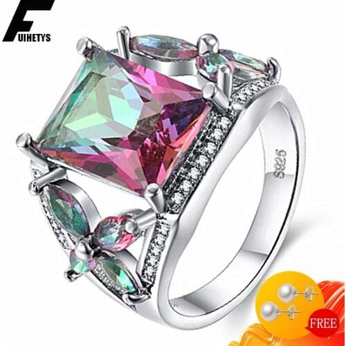 Luxury Ring 925 Silver Jewelry with Topaz Zircon Gemstone Finger Rings for Women Wedding Engagement Party Accessories Wholesale