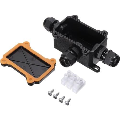 1pc Outdoor Electrical Cable Wire Connector Waterproof Junction Box Case 3 Way Black Junction Box For Lighting