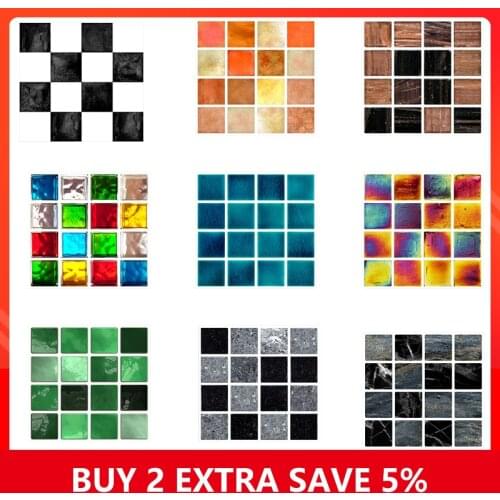 10pcs Tile Stickers Crystal Mosaic Wall Sticker Waterproof DIY Self-adhesive Stickers Kitchen and Bathroom Decoration Wallpaper