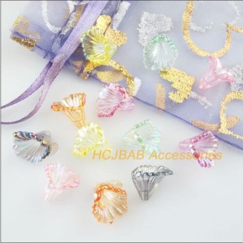 100Pcs Mixed Acrylic Plastic Glory Horn Flower Spacer Beads End Caps Charms 10x13mm