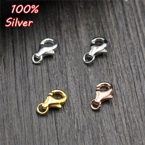 2pcs Jewelry Connector 925 Sterling Silver 5*8mm Lobster Clasp Spring Buckle For Necklace Bracelet DIY Fashion Jewelry Findings
