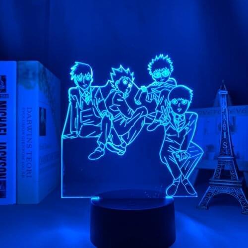 3d Led Lamp Anime Mob Psycho 100 Group for Bedroom Decorative Nightlight Birthday Gift Table Lamp Acrylic Led Night Light Manga