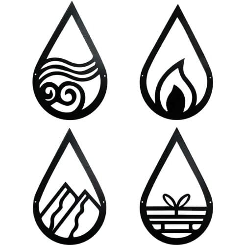 4pcs/set Metal Wall Decoration The Four Elements Art Decor Home Office Decor Indoor Art Wall Bedroom Living Room Decorations