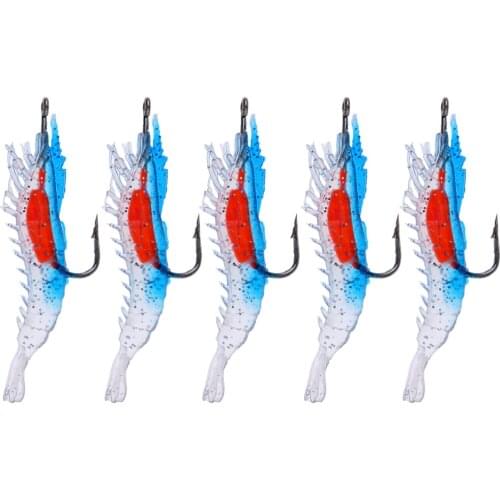 5Pcs Creative Shrimp Style Soft Prawn Sea Fishing Lure Simulation Hook Baits Crawfish Lobster Lures Accessories