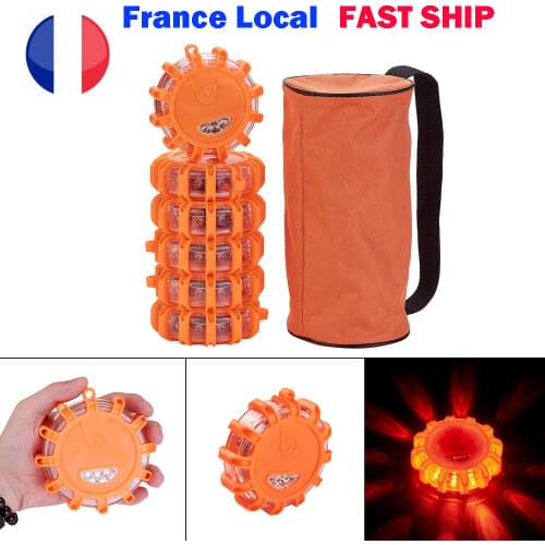 6pcs Emergency Road Rescue Safety Flashing Lights 9 Mode Car Roadside Beacon Lamps IP67 Waterproof Touch Flashlight