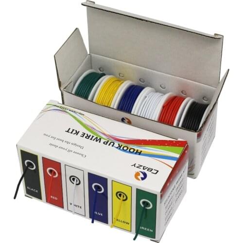 60m / box 196ft UL1007 24AWG each roll 10 meters cable wire tinned copper wire stranded wire 6 colors / box DIY