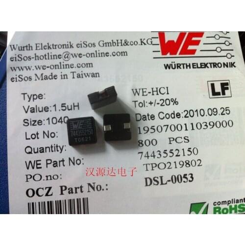 7443552150 10X10X4MM 1.5UH 17A patch flat copper coils high-current inductors