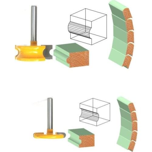 Free shipping 2 pcs Cutter 1/4 "Diameter Canoe Flute and Bead Router Drill Set Woodworking Cutter - 1/4" Handle Milling Cutter