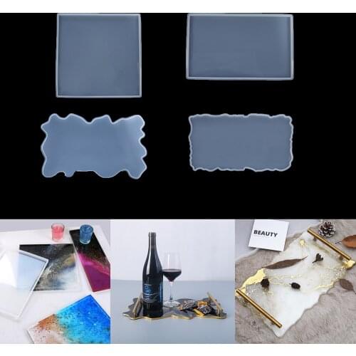 Big Rectangle Plate UV Epoxy Resin Mold Fruit Disc Tea Tray Coaster Silicone Mould For DIY Resin Craft Making Casting Molds Tool