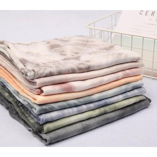 Spring Summer Cotton Linen Maxi Scarves Women Muslim Hijabs Turban Tie Dye Sunscreen Long Shawls Soft Fringe Stole Wrap205X95CM