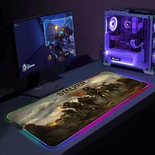 Anime stalker RGB Gaming mouse pad LED Light Colorful Glow keyboard pad Rubber Nou-slip Deak mats Decoration Gamer Table mat